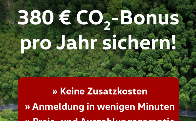  380,- € CO2-Bonus für e-Autos